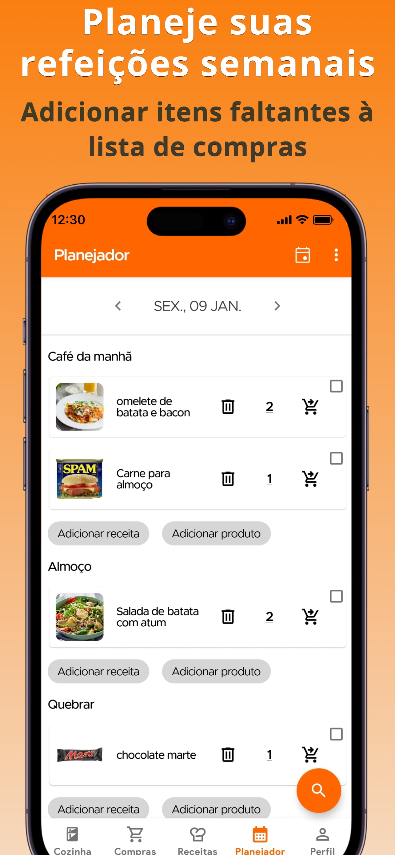 Meal Planner Calendar View